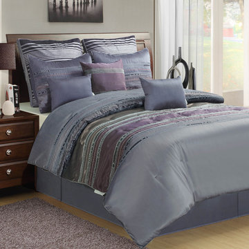 Rainer 4 Piece Comforter Set with Iridescent Pleating
