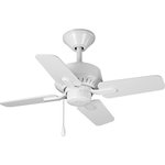 Progress Lighting - Drift 4-Blade 32" Ceiling Fan, White - Enhance your home with the perfect mix of form and function with the 32" four-blade Drift fan. Ideal for smaller spaces, such as closets, mudrooms and laundry rooms, Drift features a powerful motor and a steep pitch to circulate a lot of air within a smaller space. Drift offers a dual mount system and a three-speed pull chain fan switch, as well as an on/off pull chain switch to operate the light.
