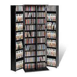 Prepac Large Deluxe Storage with Locking Shaker Doors in Black - Media Cabinets