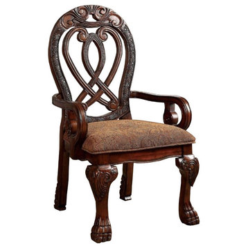 Benzara Wyndmere Traditional Arm Chairs, Set of 2, Cherry