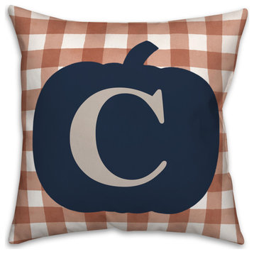 Blue Pumpkin Monogram C 18x18 Spun Poly Pillow
