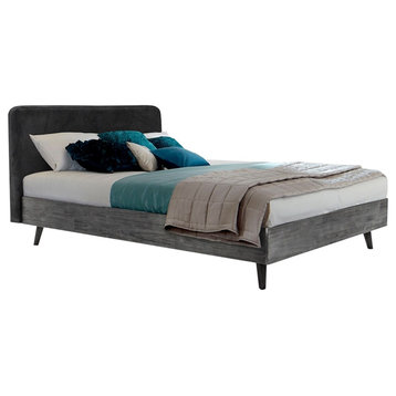 Armen Living Mohave Mid-Century Wood King Platform Bed in Tundra Gray