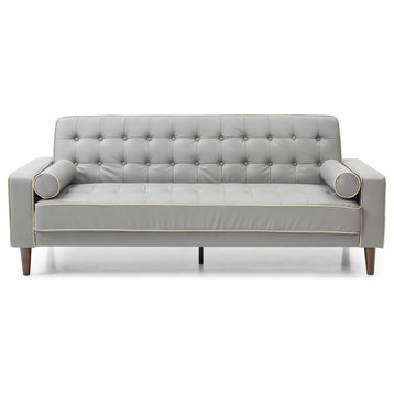 Andrews 85 in. W Flared Arm Faux Leather Straight Sofa, Gray