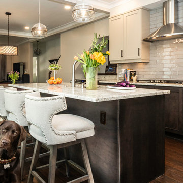 Elegant Transitional Two-Tone Kitchen Remodel | Light Cabinetry & Marble-Inspire