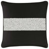 Sparkles Home Luminous Rhinestone Stripe Pillow, 16", Black Velvet, Silver