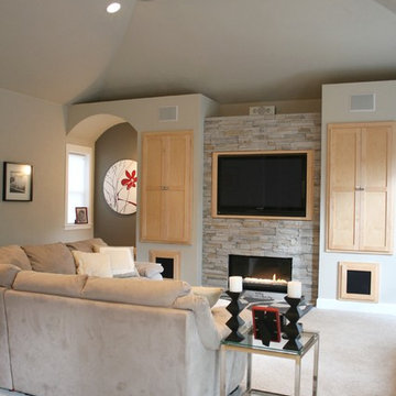 Living Room + Fireplace + Built-in Cabinet Detail + TV