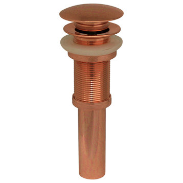 2 3, 4" Decorative Pop-Up Mushroom Drain With No Overflow, Polished Copper