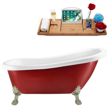 61" Streamline N482BNK-IN-CH Clawfoot Tub and Tray With Internal Drain