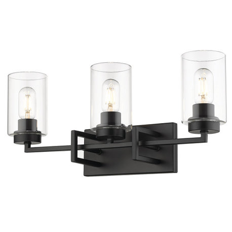 Tribeca 3-Light Bath Vanity, Black, Black Accents