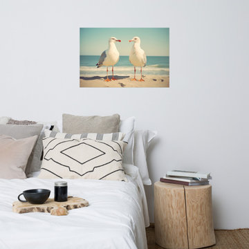 Guardian Angels of the Coast Seagulls Vintage Retro Subdued Digital Art Loose Pr