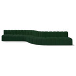 Meridian Furniture - Arc Boucle Fabric Upholstered 8-Pc. S-Shaped Modular Sectional, Green - Give your living room or den the perfect blend of style and versatility with this Arc boucle fabric curved modular Sectional. Part of the Arc modular furniture collection, this Sectional comes upholstered in rich green boucle fabric and features deep channel tufting that adds a touch of luxury while enhancing comfort and support. A seamless combination of form and function, this chair can be used with other Arc pieces to create a myriad of configurations in your well-curated room.