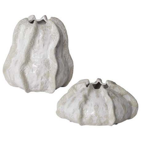 Uttermost Urchin Textured Ivory Vases, Set Of 2 by Carolyn Kinder