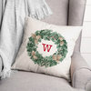 Christmas Wreath Monogram W 18x18 Spun Poly Pillow