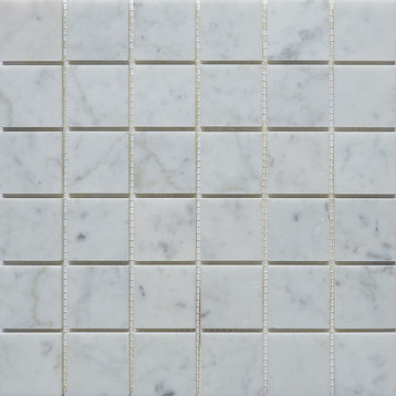 12"x12"Carrara White Marble Mosaic Tile, Square, Polished, Set of 5