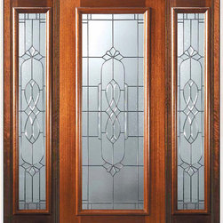 Prehung Sidelights Door 80 Wood Mahogany Kensington Full Lite Glass - Front Doors