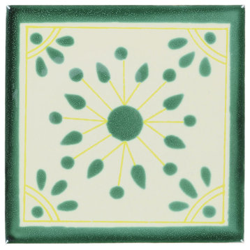Tierra y Fuego Handmade Ceramic Tile, 4.25x4.25" Jardin, Box of 45