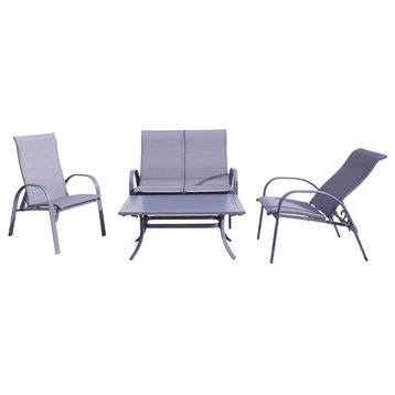 Courtyard Casual Santa Fe 4-Piece Loveseat Glider Set, 2 Recline Sling Chairs