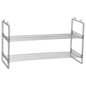 Stackable Two-Tier Metal Shoe Rack for Closet Storage, Silver