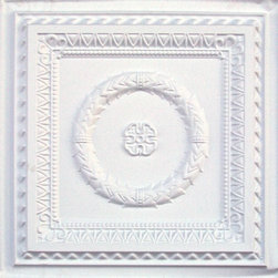 210 White Matte Faux Tin Ceiling Tile 24 x 24 - Laurel Wreath - Ceiling Tile