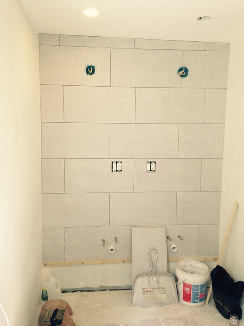 Help Please Did My Tiler Handle The Uneven Ceiling Correctly - Tiling A Wall With An Uneven Ceiling