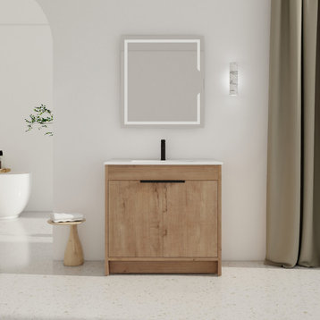 BNK Freestanding Bathroom Vanity with Soft Close Door and Adjustable shelf, Imo, 36inch