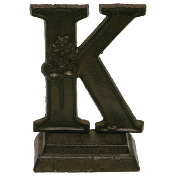 Iron Ornate Standing Monogram Letter K Tabletop Figurine