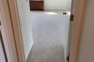 Inspiration for a timeless carpeted and gray floor bedroom remodel in Boston