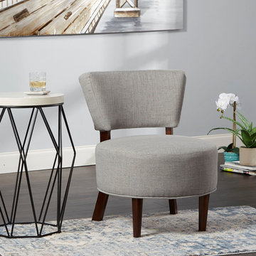 Molly Modern Armless Occasional Chair With Round Seat, Light Grey