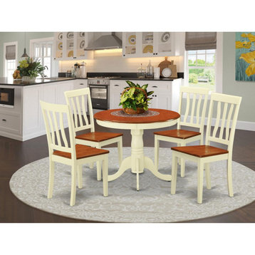 5-Piece Dining Set, With 4 Wood Chairs, Buttermilk, Cherry