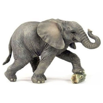 Elephant Baby Kicking Rock Sculpture