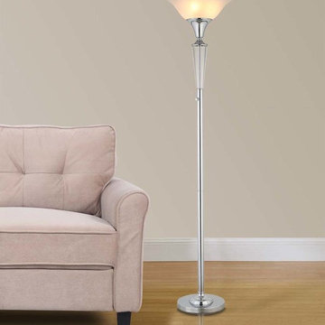 Crystal 70" Modern Chrome 3-Light LED Torchiere Floor Lamp With Dimmer