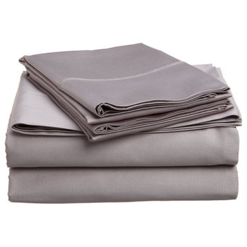 700 Thread Count Egyptian Cotton Bed Sheet Set, Gray, Queen