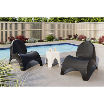 Angel Trumpet Patio Chairs and Table, Black/White