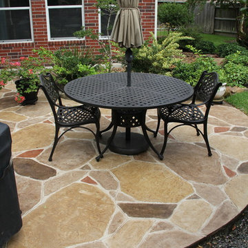 Patio Cover with Decorative Concrete in Cypress, TX
