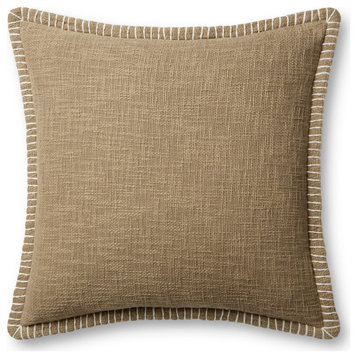 Loloi PLL0109 Taupe 22'' x 22'' Cover, Poly Pillow