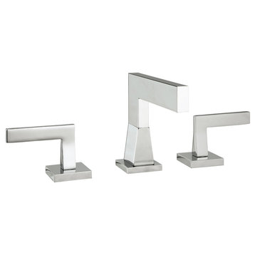 Crisp Widespread Faucet With Lever Handles and Drain, Polished Nickel