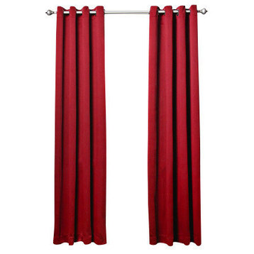 Solid Grommet Top Thermal Insulated Blackout Curtains, Cardinal Red, 84"