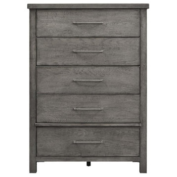 5 Drawer Chest, Dusty Charcoal Finish w/ Heavy Distressing
