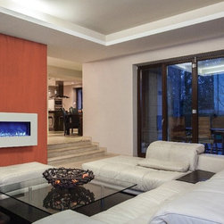 Amantii Wall Mount / Built In Electric Fireplace 48" White Glass Surround - Indoor Fireplaces