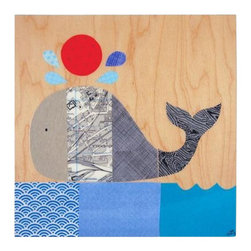 Petit Collage - Whale With Balloon Collage - Artwork