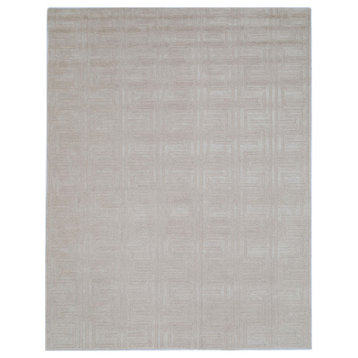 NuStory Sculpted Hand Tufted Solid Color Area Rug in Ivory, 7'6x9'6