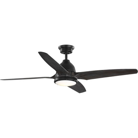 Alleron 4-Blade 56" DC Motor LED Industrial Ceiling Fan, Antique Black