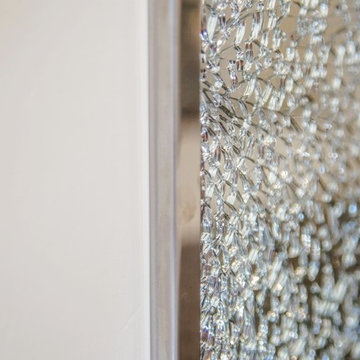 "ICE-CRACKED EFFECT WITH CUT OUTS" heat resistant glass kitchen splashback
