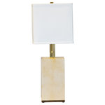 Kahl Wood Decor - Parchment Table Lamp, Lacquered High Gloss, Brass Fixtures, White Linen - Product Description: