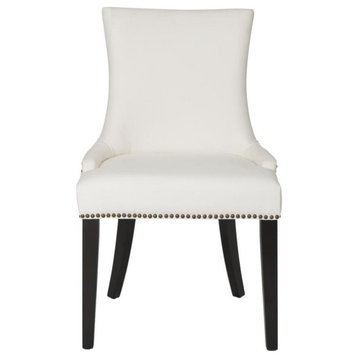 De De 19"H Dining Chair, Set of 2, Silver Nail Heads White