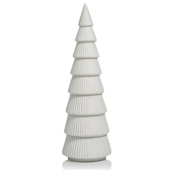 Matte White Holiday Tree Sculptures, Set of 2, 4"x12"