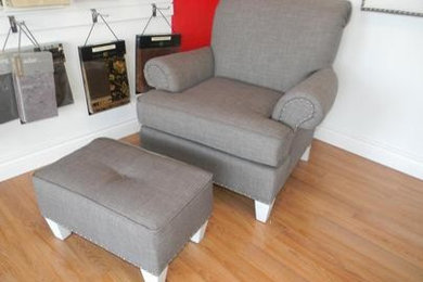 Grey linen after picture with ottoman