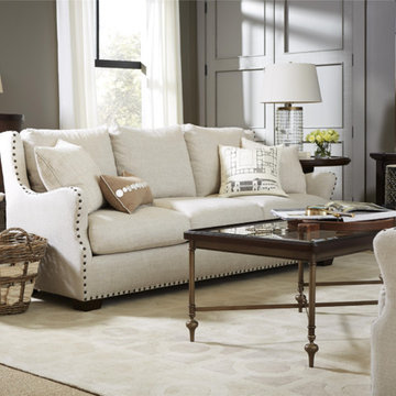 Connor Belgian Linen Upholstered Slope Arm Sofa