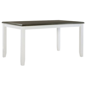 Linon Jane Wood Rectangle Dining Table Dark Gray Top and Legs in Vanilla White