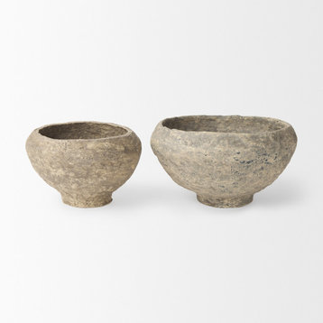 Sonu Set of 2 Gray Paper Mache Half-Pot Bowls